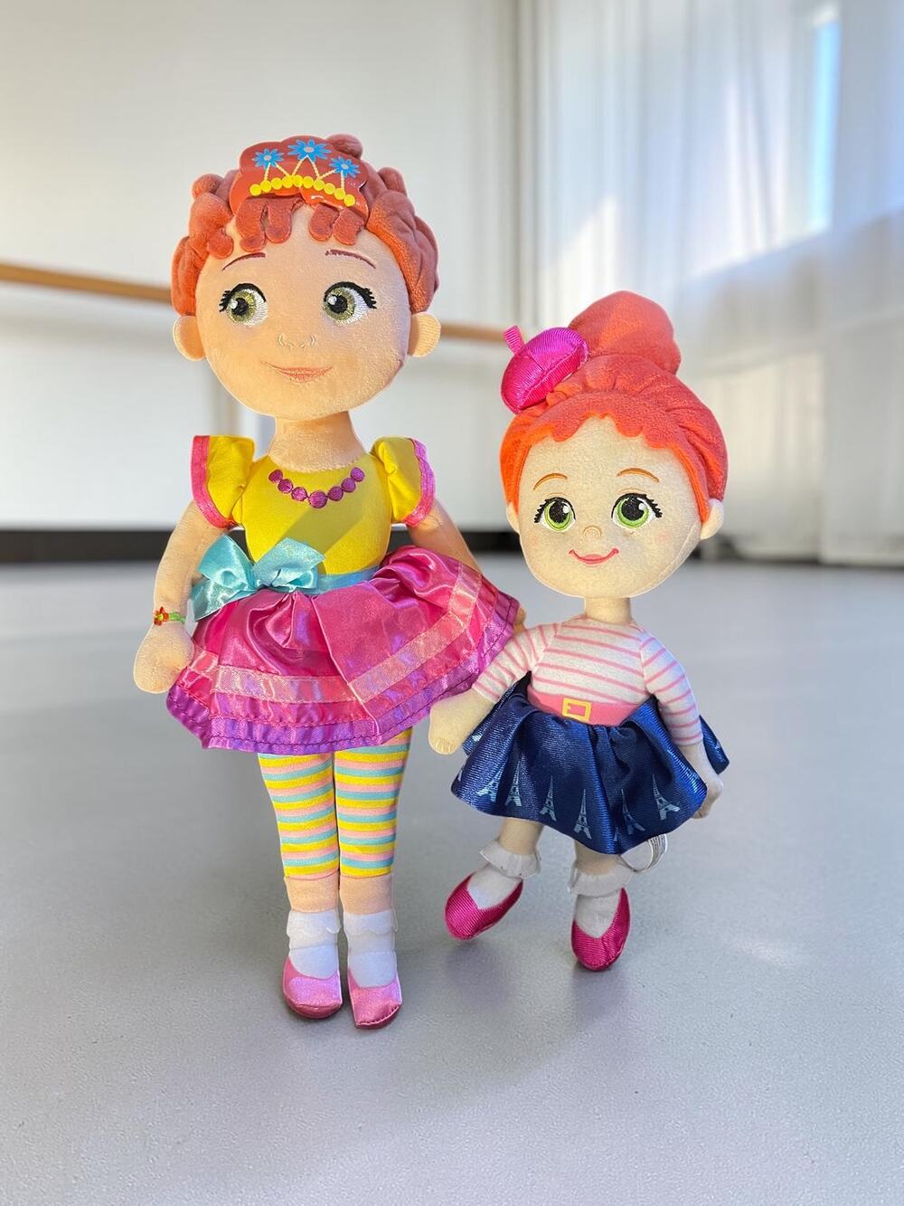 2 Fancy Nancy Plush Dolls Disney Store 14" Embroidered & 11" Paris Junior Toy